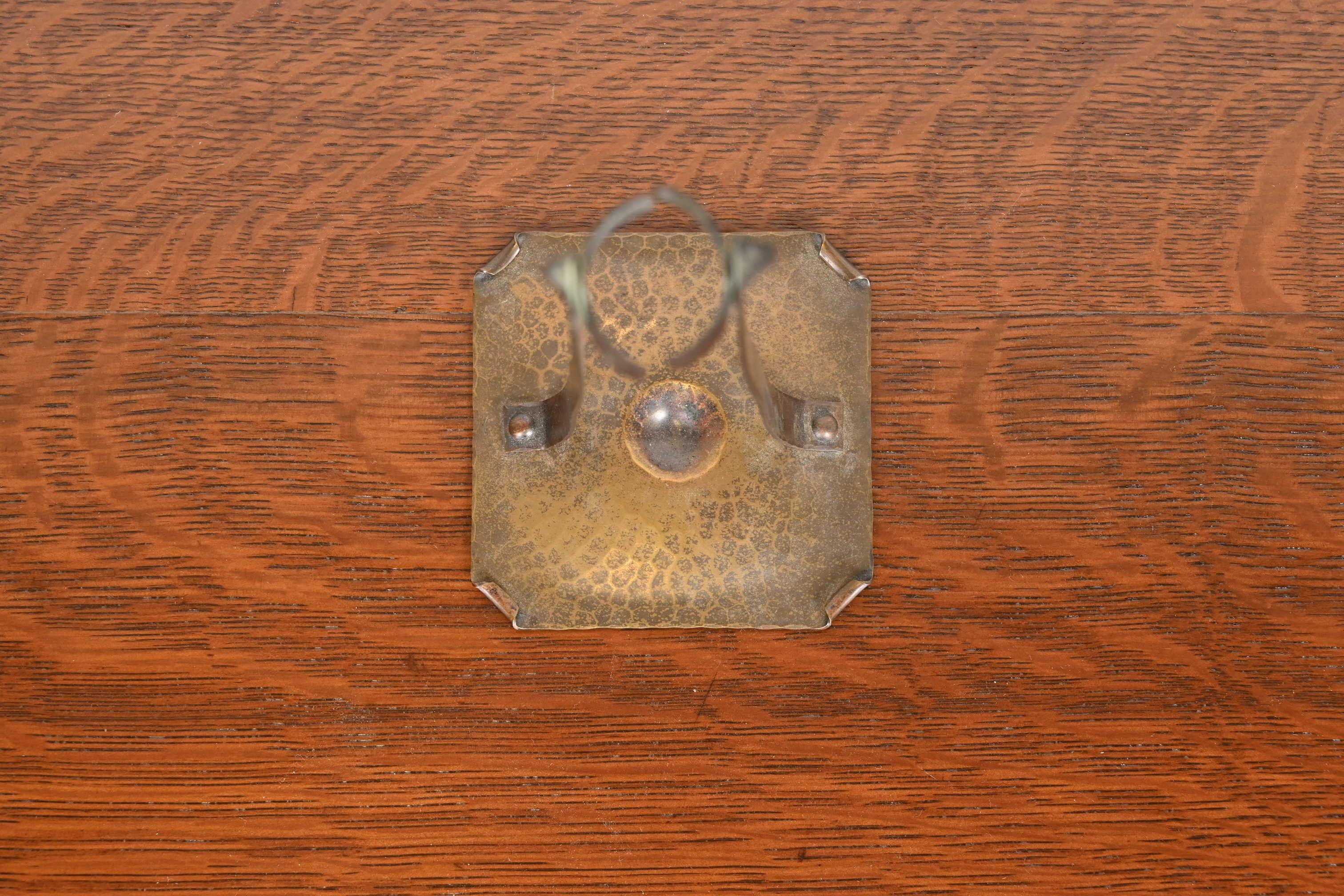 Roycroft Arts & Crafts Hammered Copper and Glass Bud Vase 6