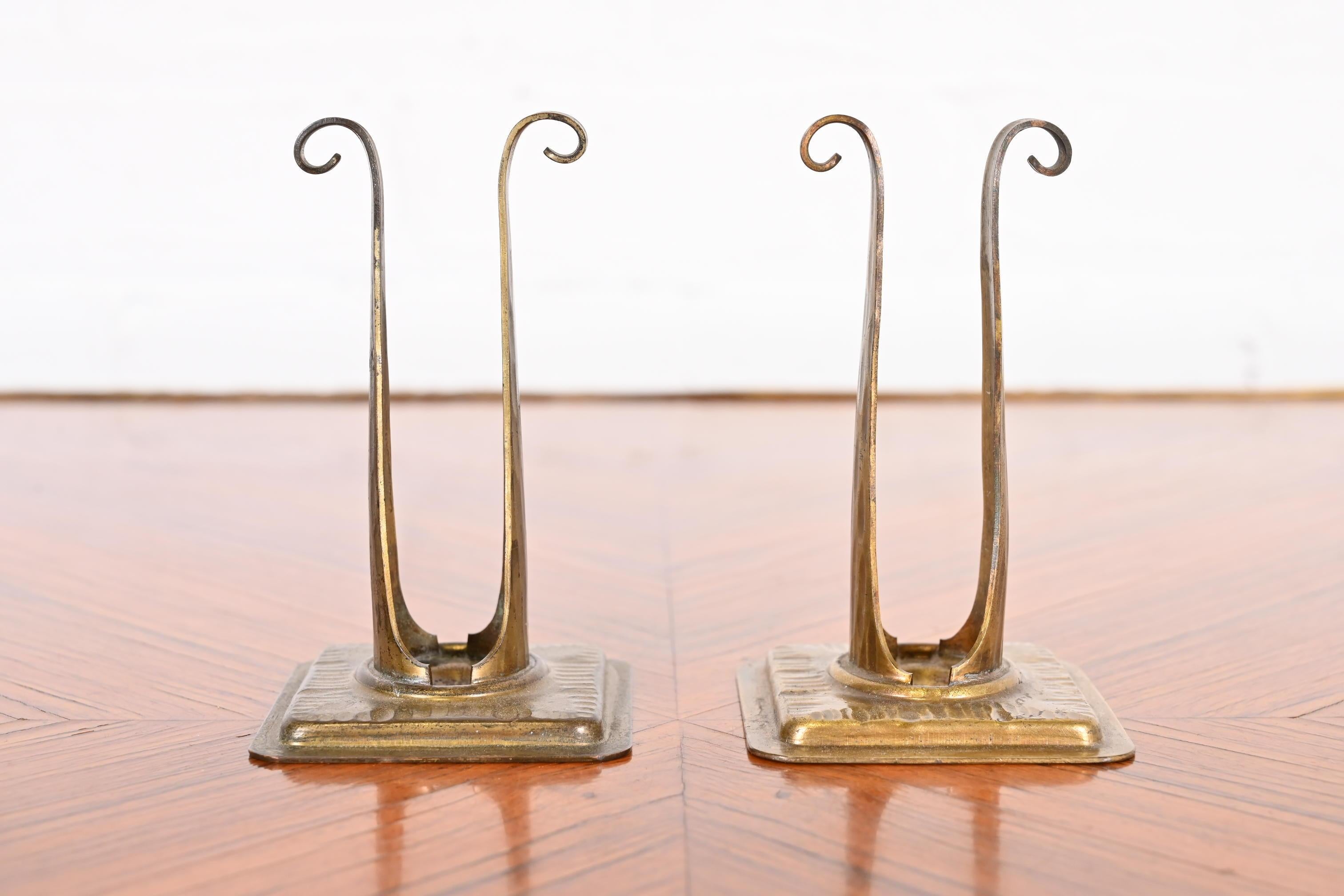 Roycroft Arts & Crafts Hammered Copper and Glass Bud Vases, Pair 4