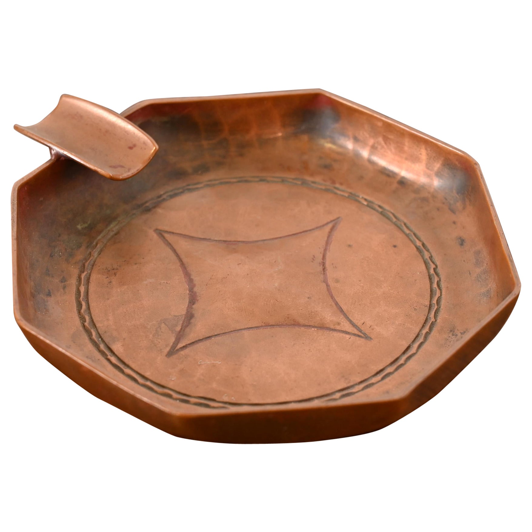 Roycroft Arts & Crafts Hammered Copper Ashtray