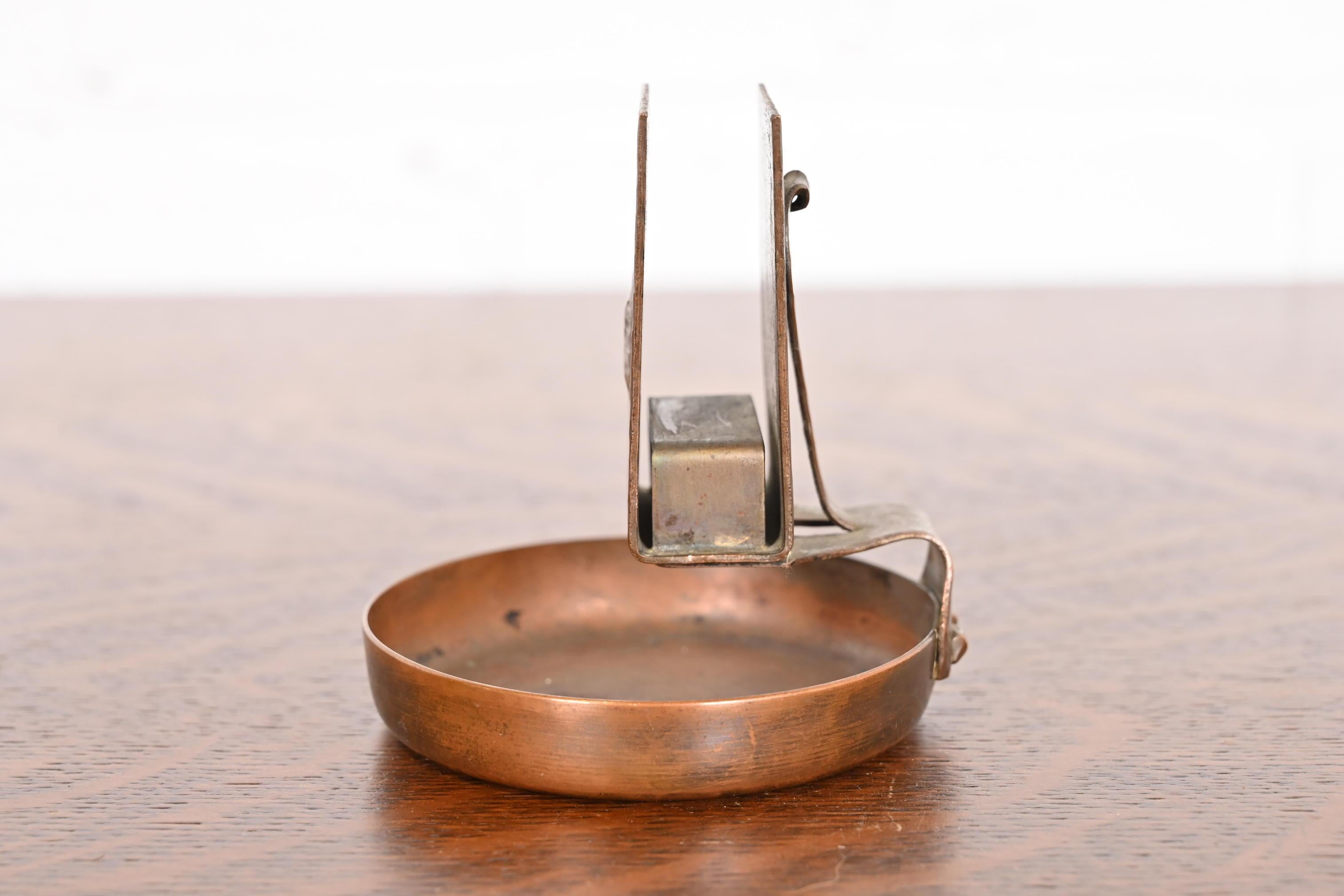 Roycroft Arts & Crafts Hammered Copper Bird-Of-Paradise Ashtray For Sale 3