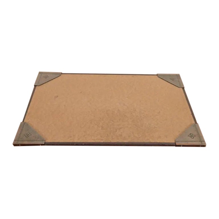 Roycroft Arts & Crafts Hammered Copper Blotter Corners With Desk Blotter For Sale