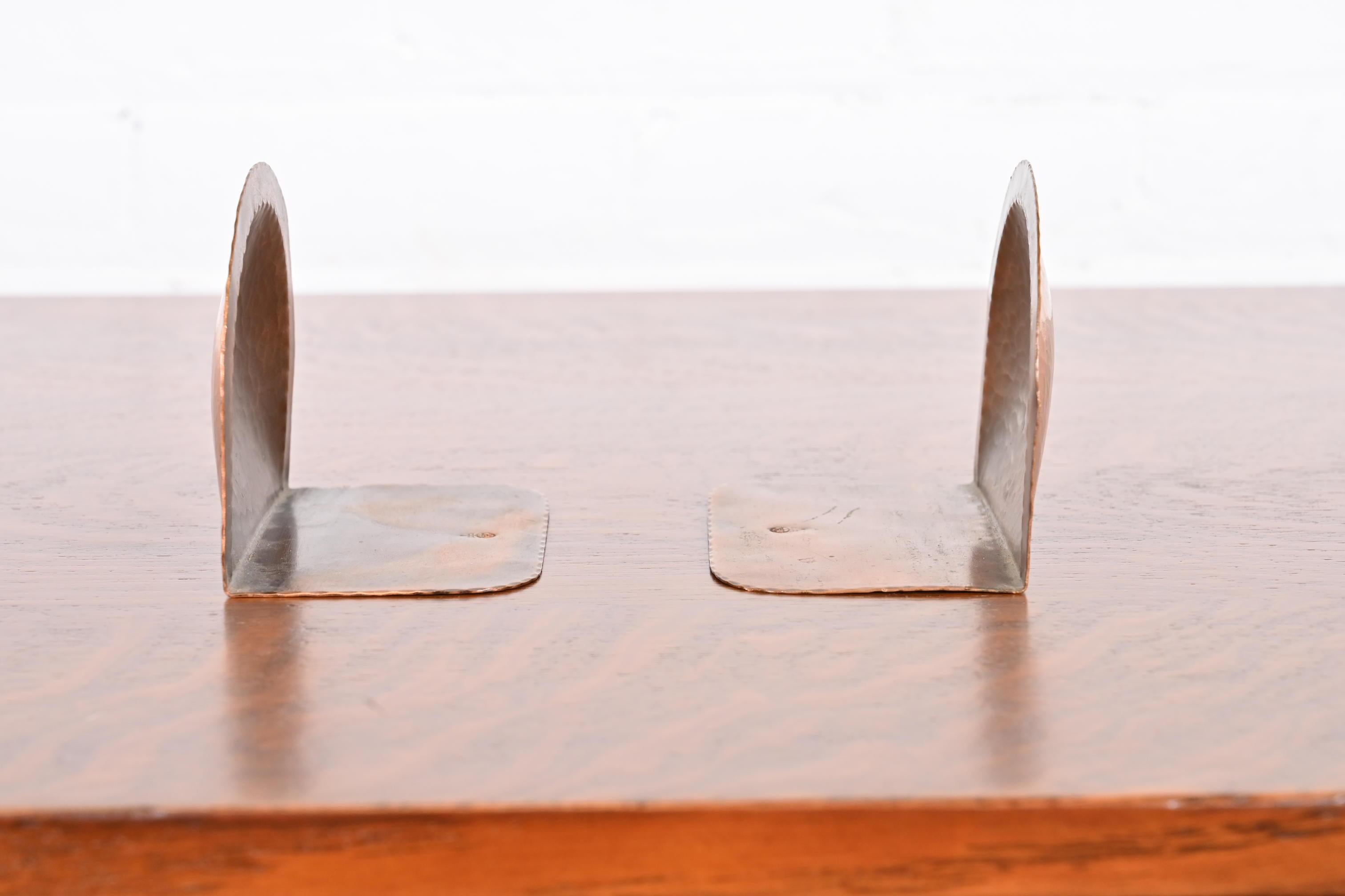 Roycroft Arts & Crafts Hammered Copper Bookends, Pair 5