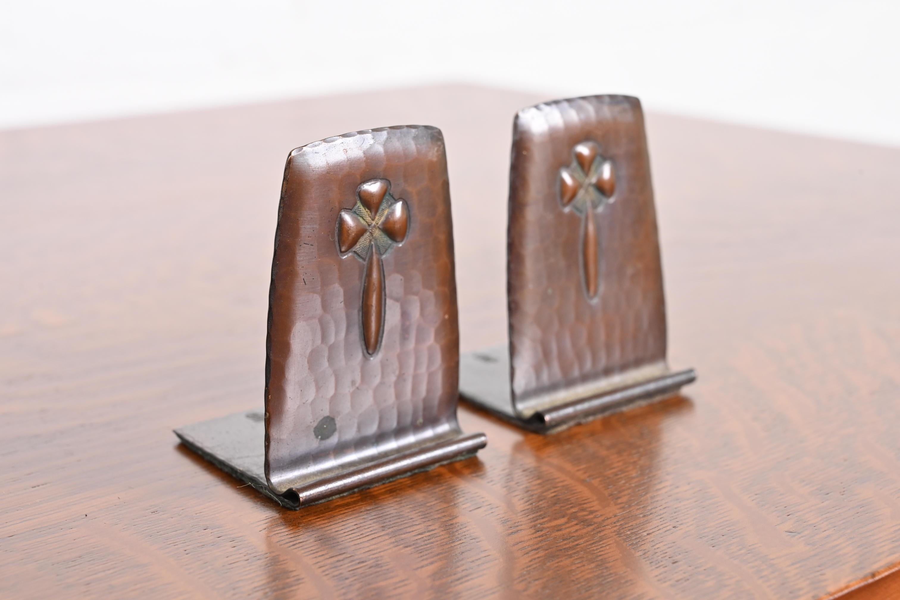 Arts and Crafts Roycroft Arts & Crafts Hammered Copper Bookends, Pair