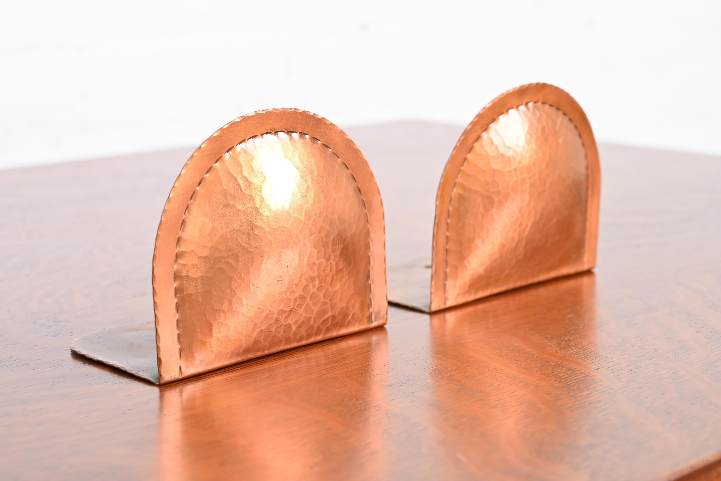 20th Century Roycroft Arts & Crafts Hammered Copper Bookends, Pair For Sale