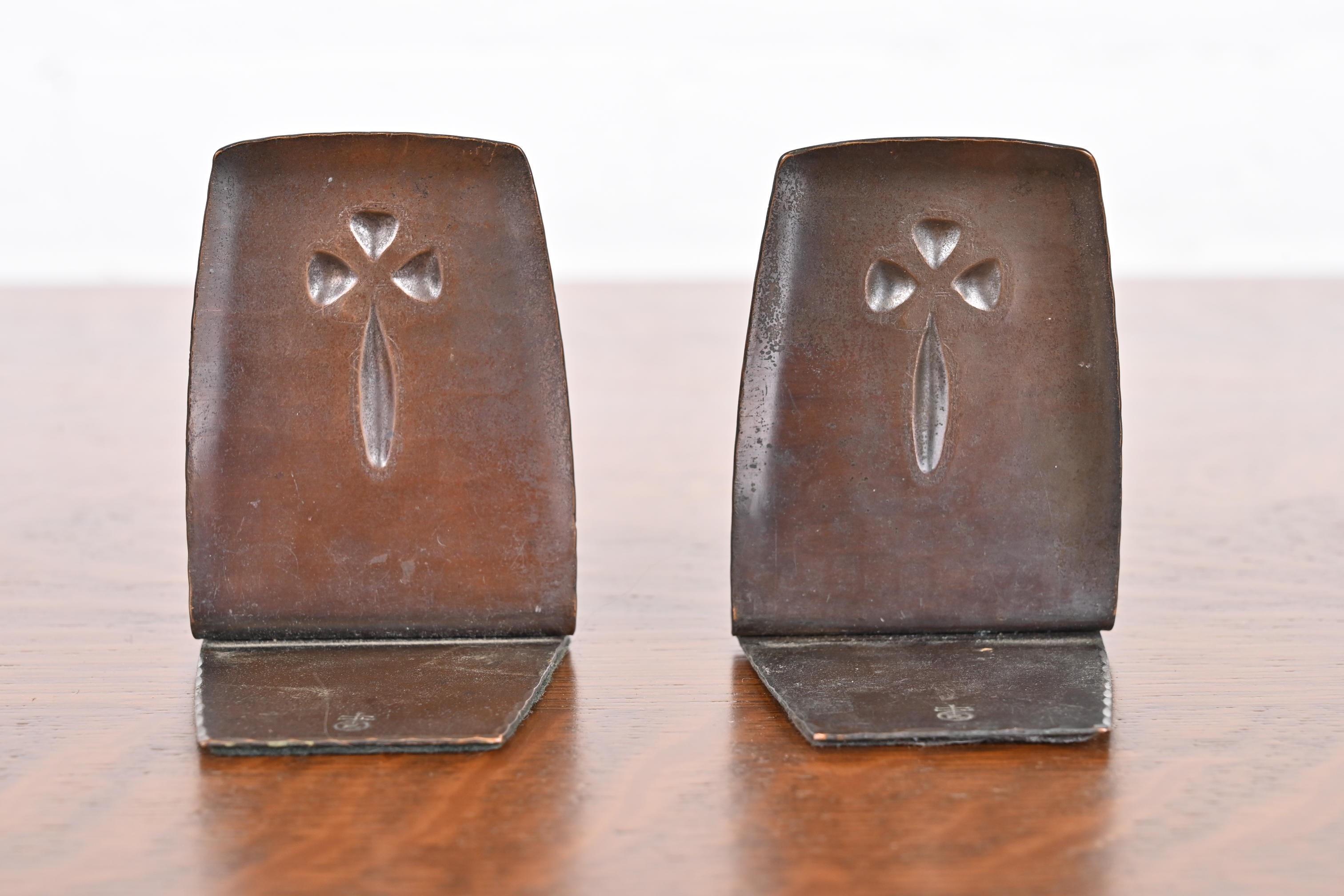 Roycroft Arts & Crafts Hammered Copper Bookends, Pair 2