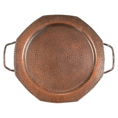 Roycroft Arts & Crafts Hammered Copper Handled Tray
