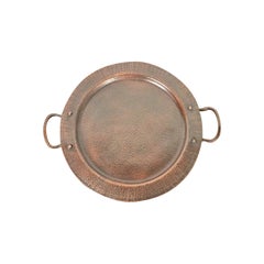Antique Roycroft Arts & Crafts Hammered Copper Large Handled Serving Tray, Circa 1920s