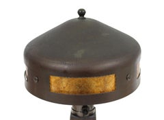 Roycroft Arts & Crafts Tischlampe aus gehämmertem Kupfer und Glimmer