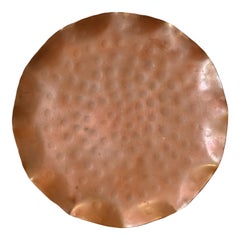 Roycroft Arts & Crafts Hammered Copper Plate or Catchall With Scalloped Edge
