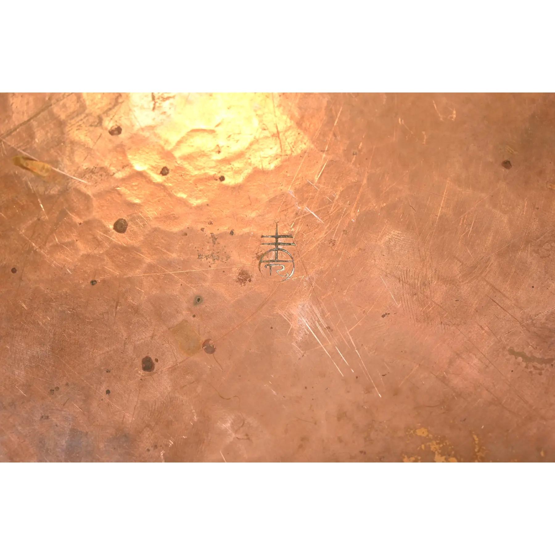 Roycroft Arts & Crafts Hammered Copper Trefoil Charger Plate or Tray For Sale 5