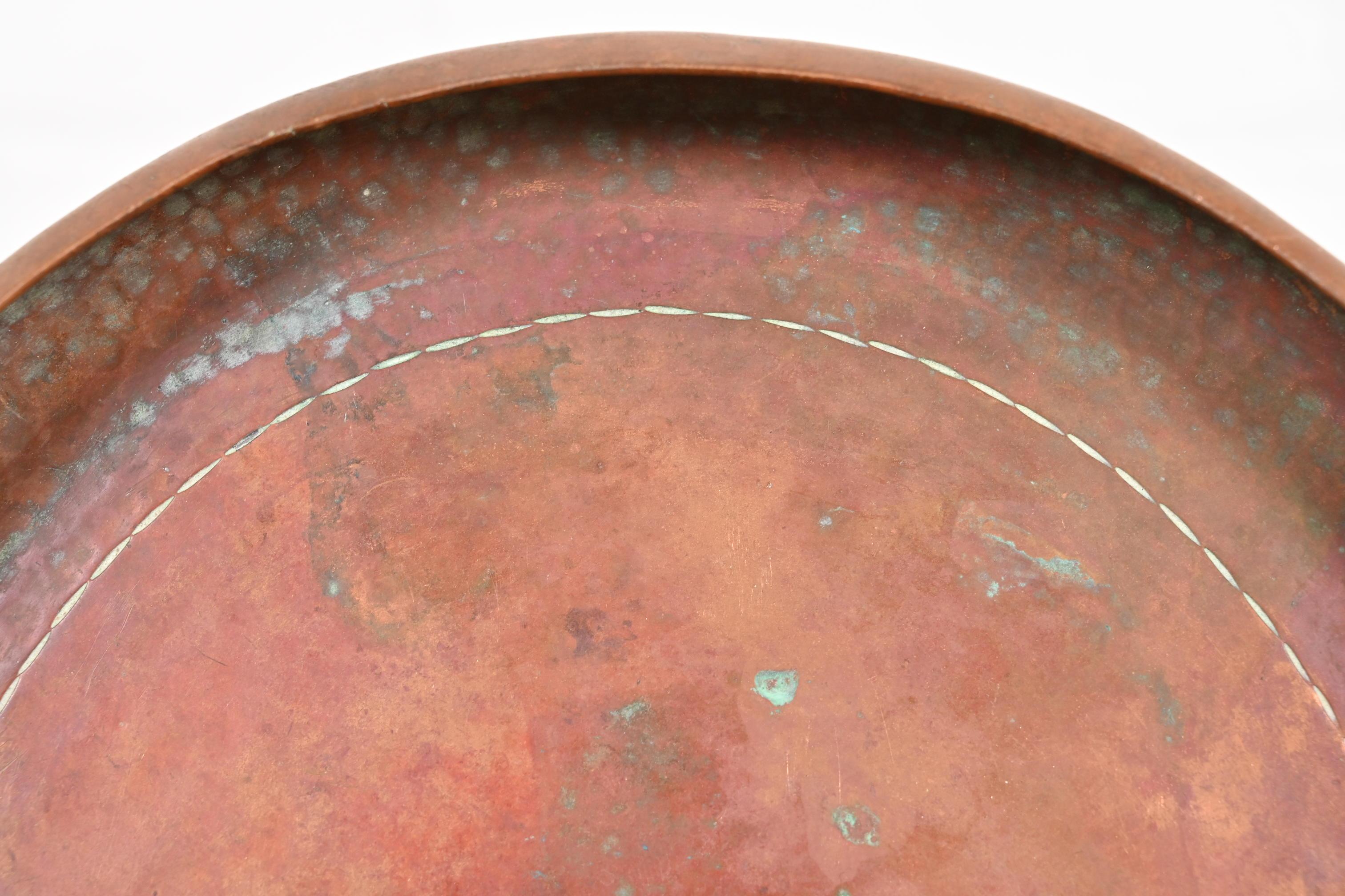 20th Century Roycroft Arts & Crafts Hammered Copper Trefoil Charger Plate or Tray