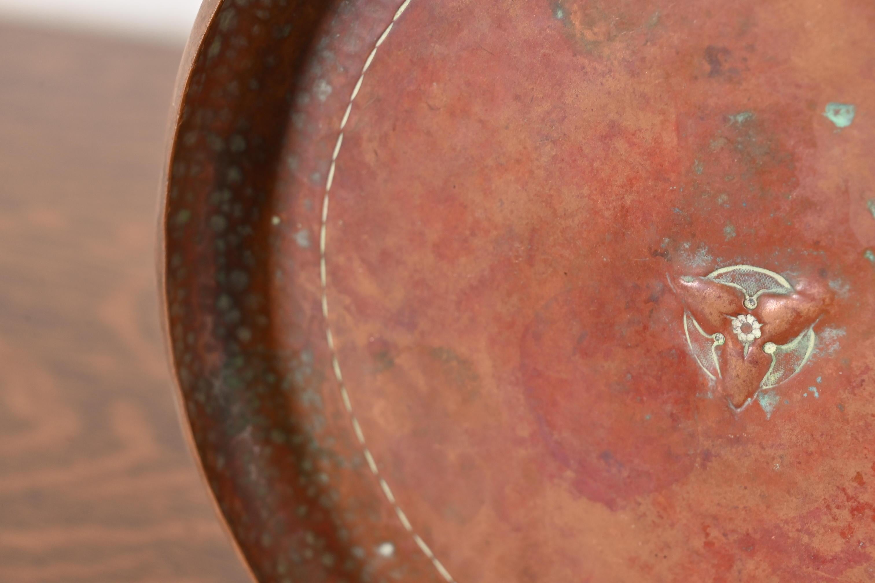 Roycroft Arts & Crafts Hammered Copper Trefoil Charger Plate or Tray 1