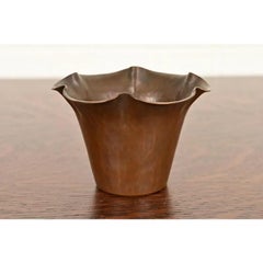 Roycroft Arts & Crafts Hammered Copper Vase With Scalloped Edge, Circa 1920s