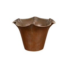 Roycroft Arts & Crafts Hammered Copper Vase With Scalloped Edge, Circa 1920s
