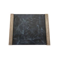 Roycroft Arts & Crafts Silver Blotter Ends With Leather Desk Blotter