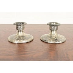 Roycroft Arts & Crafts Silver Finished Copper Candlesticks, Pair