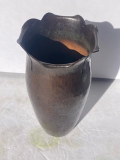 Roycroft Hammered Copper Vase, Arts and Crafts Movement, Brown Patina
