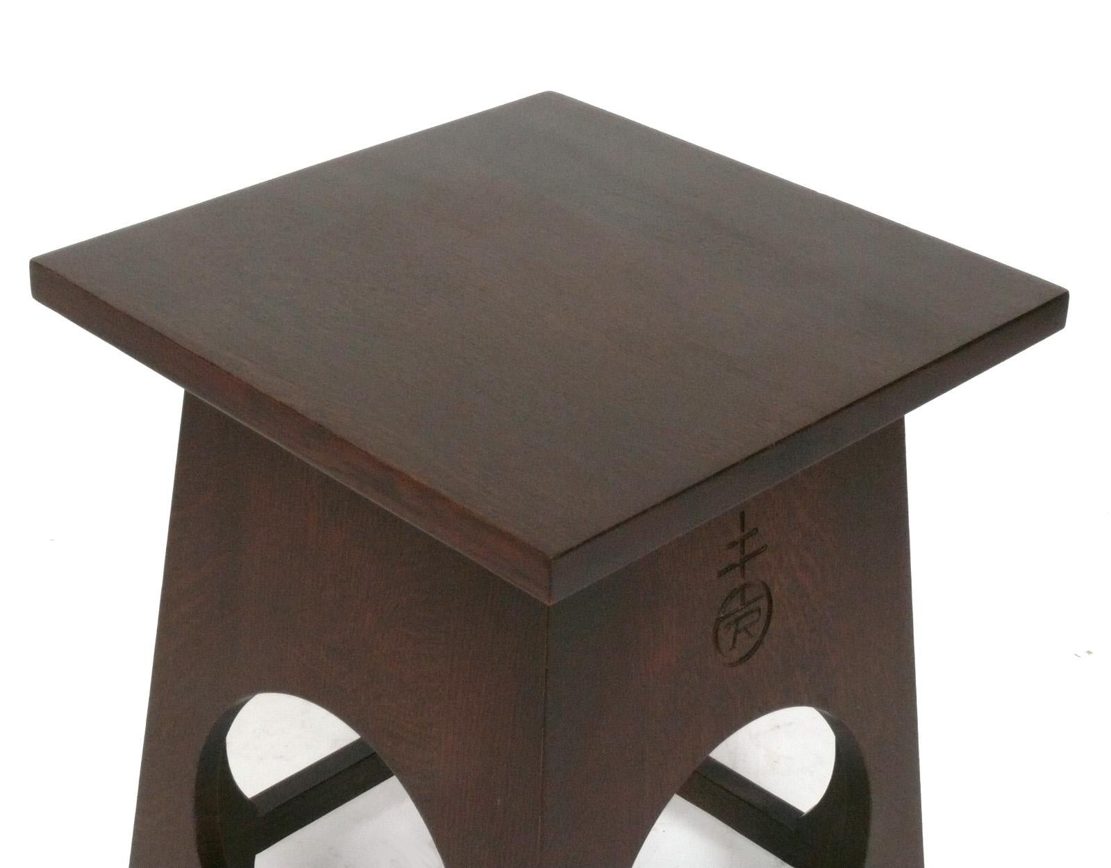 Americano Tavolino Tabouret in Oak Roycroft in stile Mission Arts & Crafts Stickley circa anni '90 in vendita