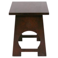 Roycroft Oak Tabouret End Table Arts Crafts Mission Style Stickley circa 1990s