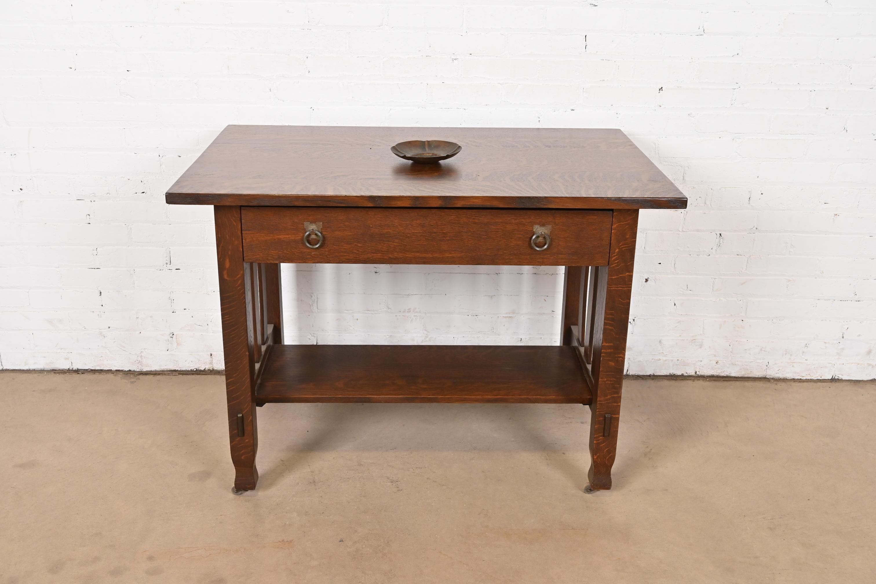 Cenicero o recogedor antiguo de cobre martillado estilo Roycroft Arts & Crafts 1