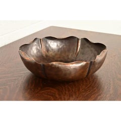 Roycroft Style Arts & Crafts Copper Flower Form Fruit Bowl With Ruffled Edges