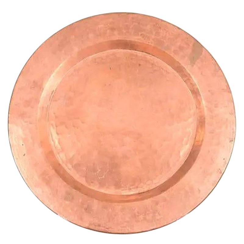 Roycroft Style Arts & Crafts Hammered Copper Charger Plate or Tray