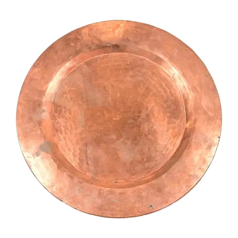 Roycroft Style Arts & Crafts Hammered Copper Charger Plate or Tray