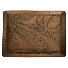 Roycroft Style Arts & Crafts Repousse Hammered Copper Serving Tray