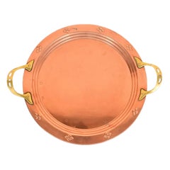 Roycroft Style Swedish Arts & Crafts Copper and Brass Handled Tray