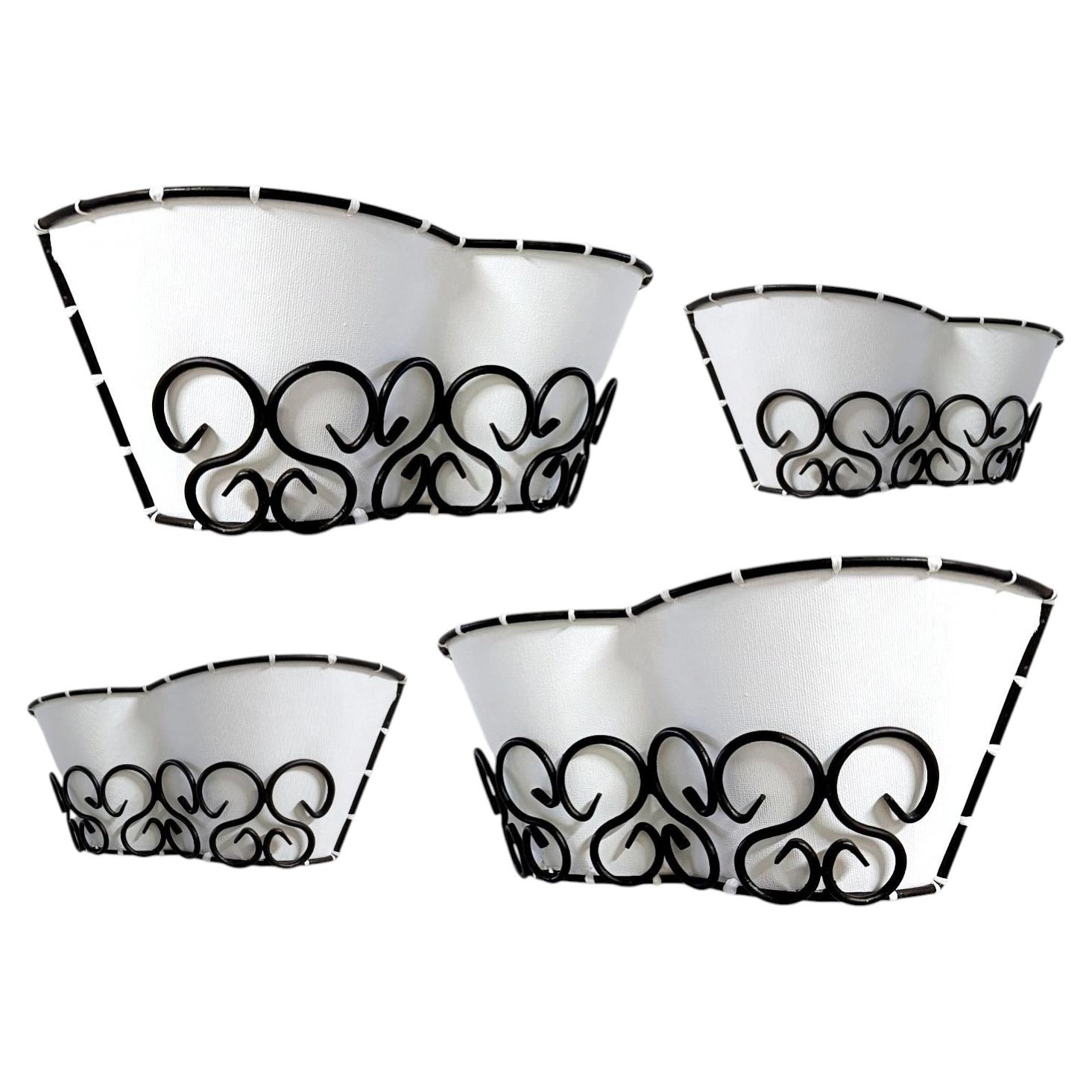 French MidCentury Modern Iron Wall Lights, 1960s, France For Sale