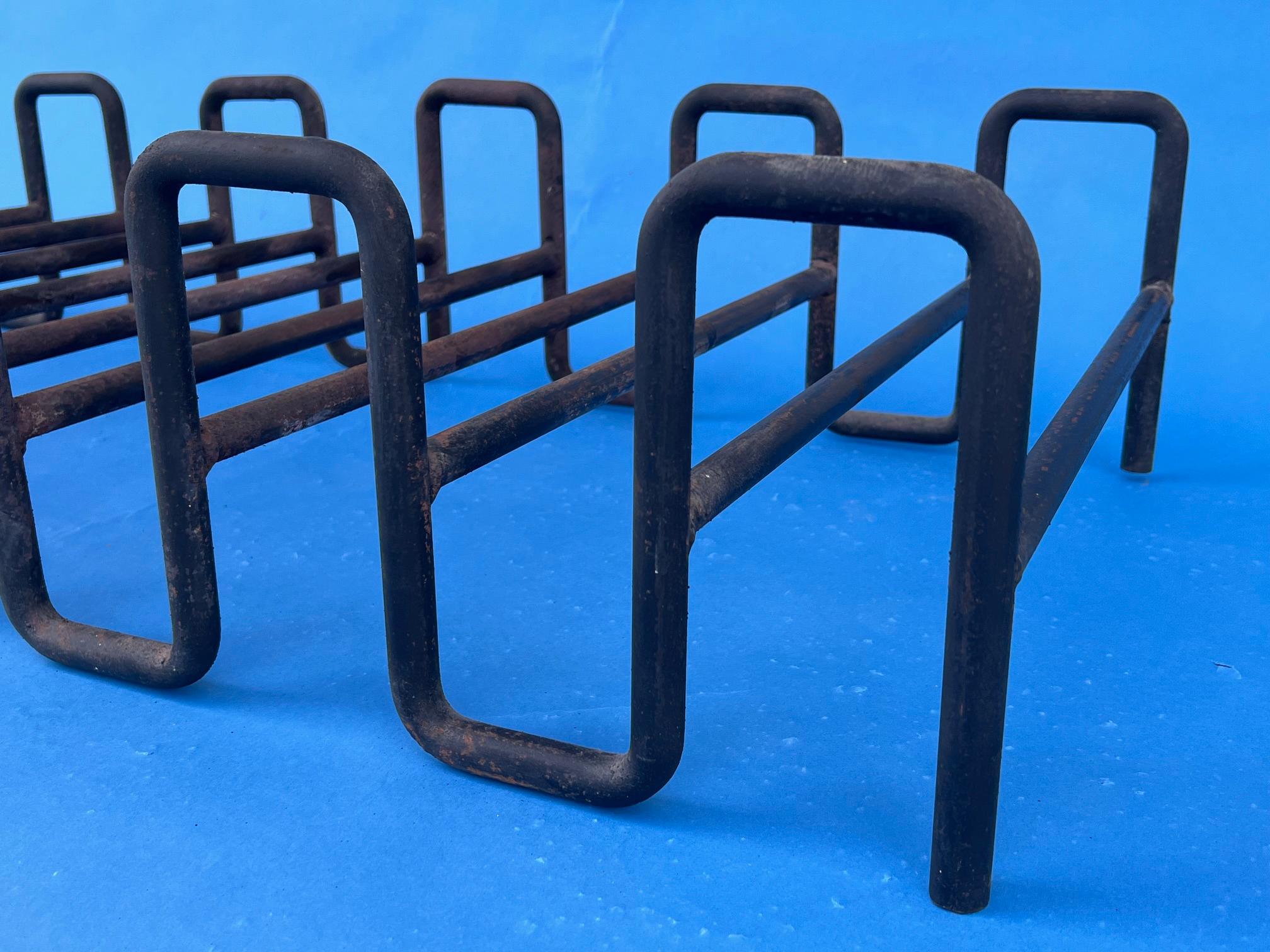 Mid-Century Modern Royere Style Undulating Fire Log Holder Heavy Wrought Iron ca' 1957 For Sale