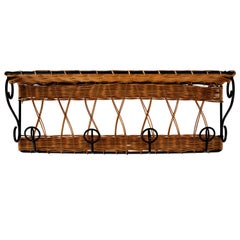 Wicker and Iron Coat Rack