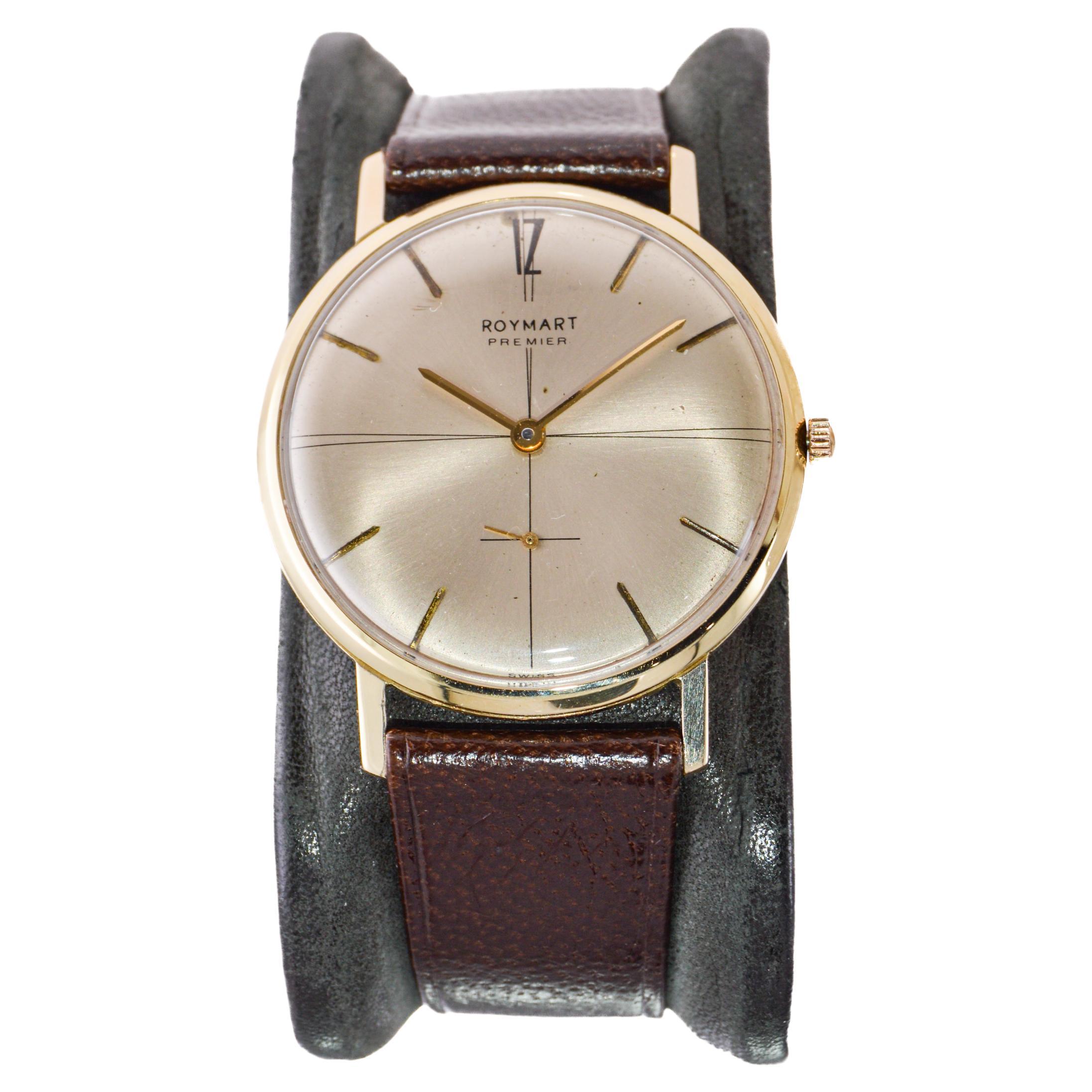 Roymart 14Kt Massivgold-Uhr im Kleidstil mit Original Zifferblatt Schweizer hergestellt  für Damen oder Herren im Angebot