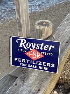 Royster Fertilizer Porcelain Two Sided Farm and Agricultural Farm Sign w/Flange