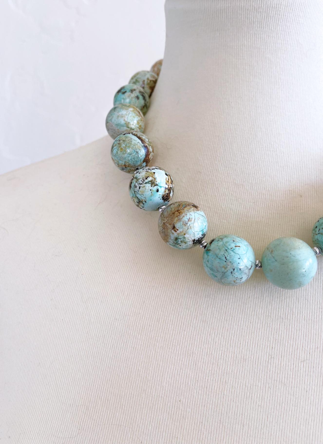 Women's Royston Nevada Turquoise 22mm Round Beaded Statement Necklace