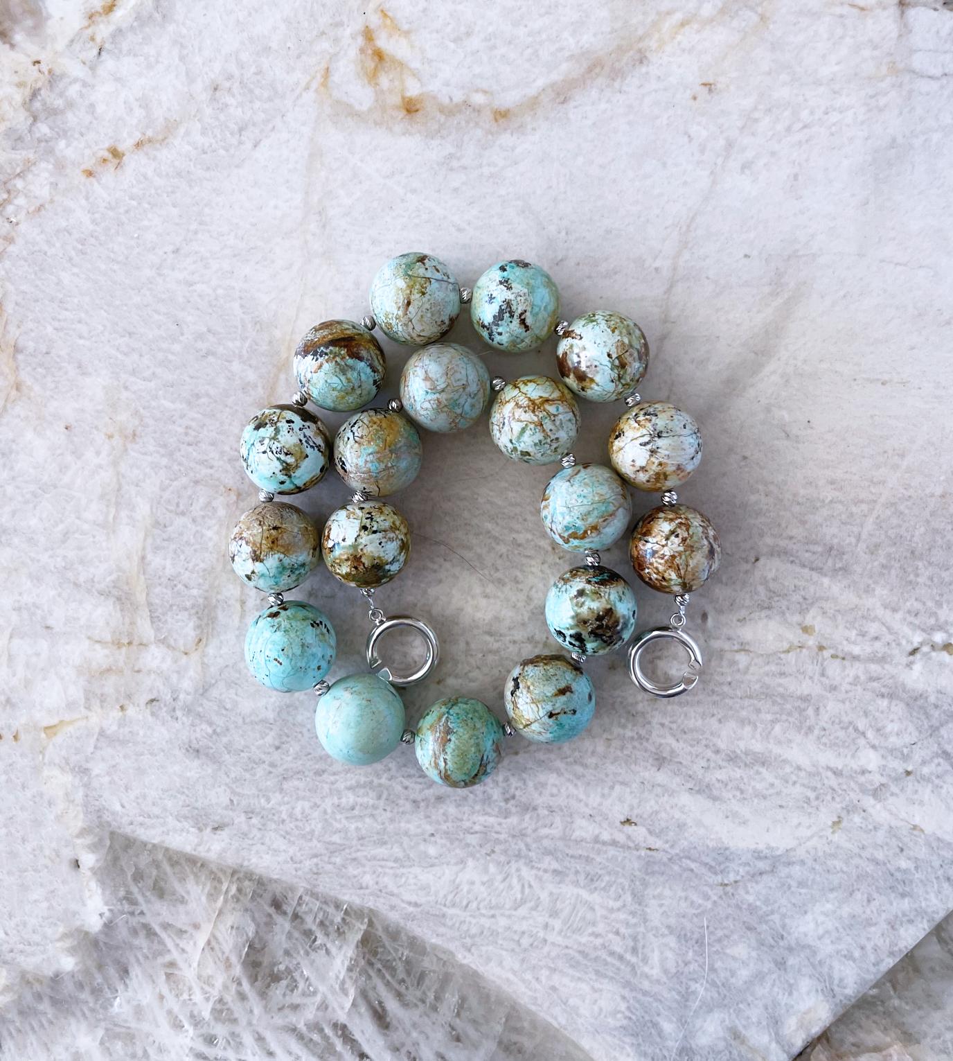 Royston Nevada Turquoise 22mm Round Beaded Statement Necklace 1
