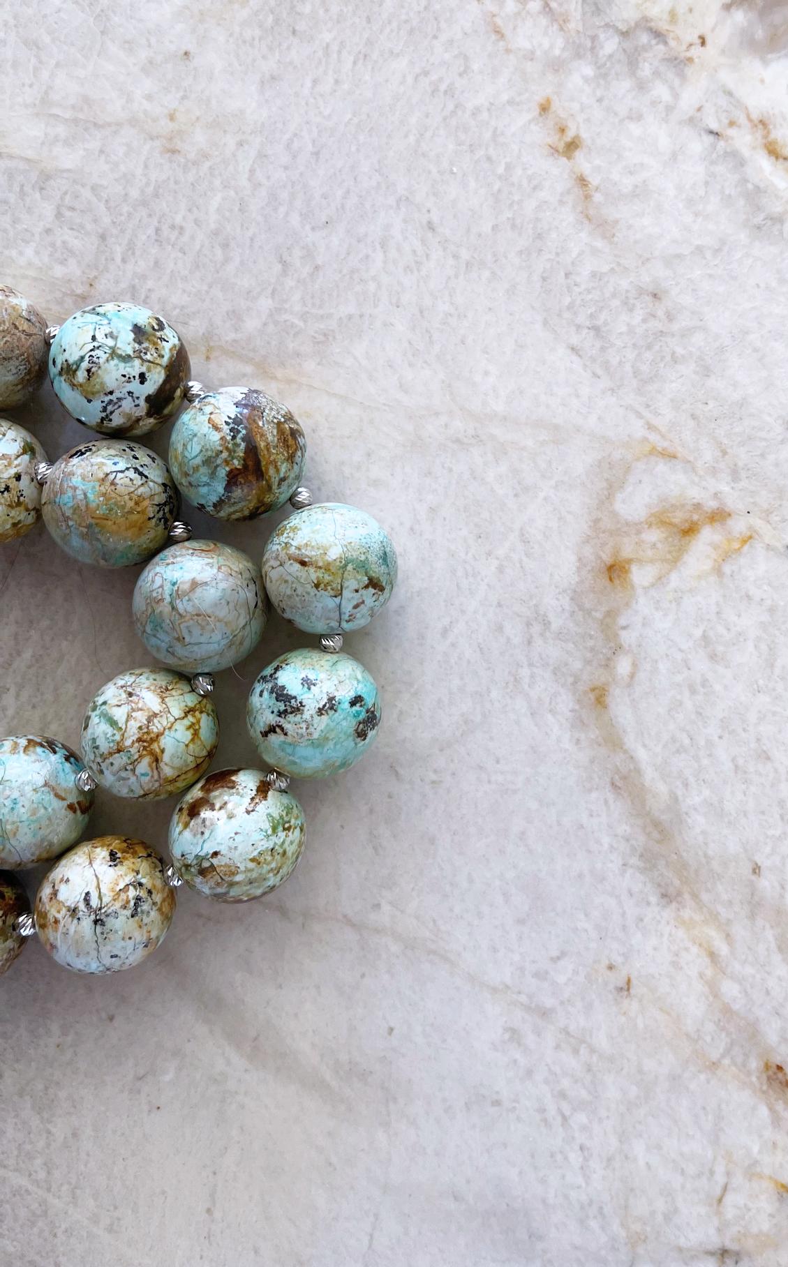 Royston Nevada Turquoise 22mm Round Beaded Statement Necklace 2