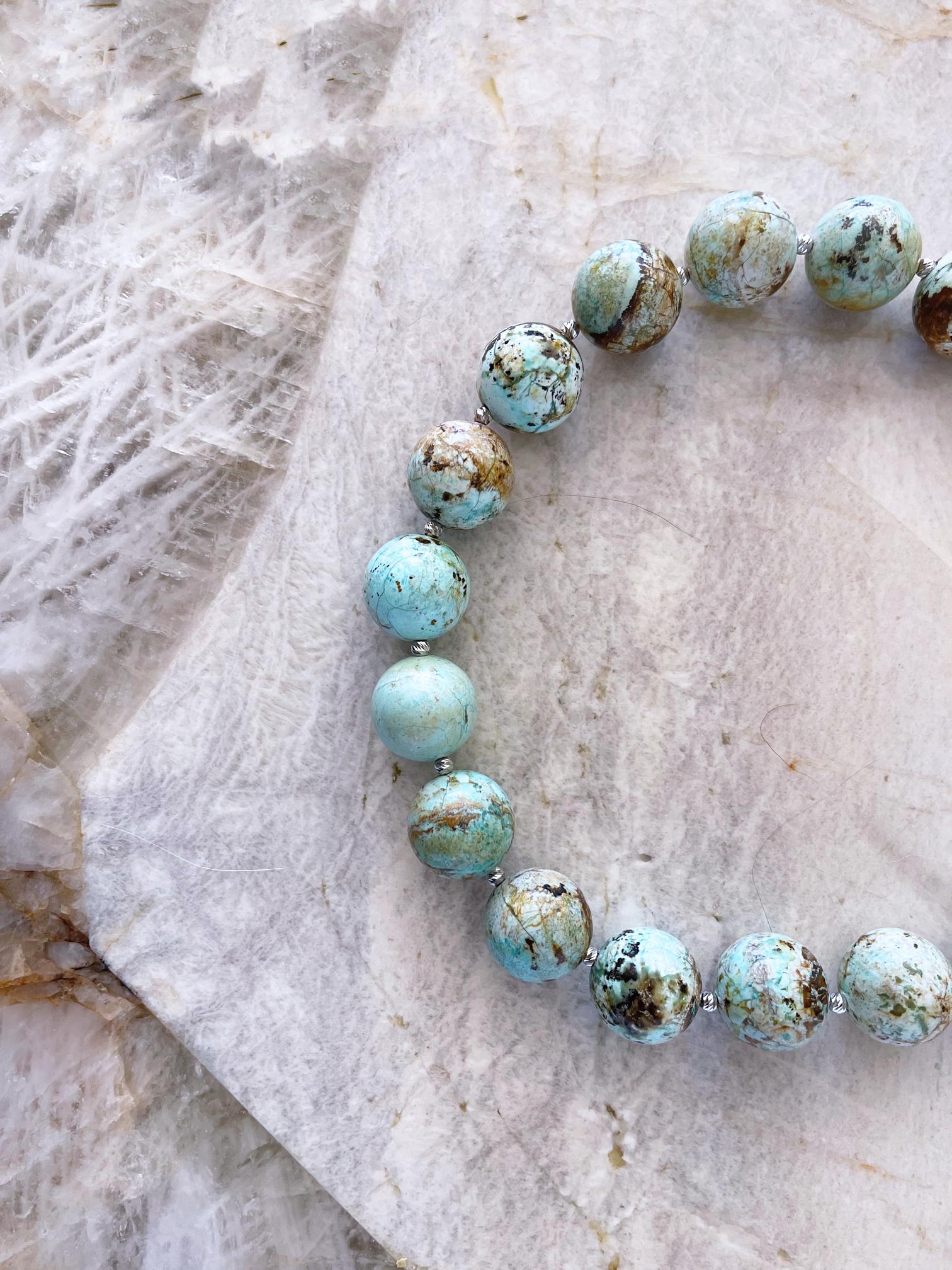 Royston Nevada Turquoise 22mm Round Beaded Statement Necklace 3