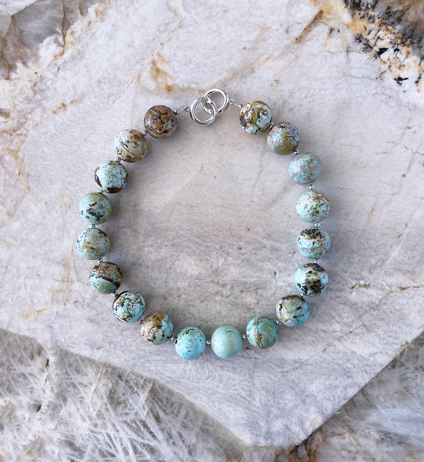 Royston Nevada Turquoise 22mm Round Beaded Statement Necklace 4