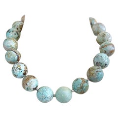 Royston Nevada Turquoise 22mm Round Beaded Statement Necklace