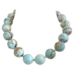 Royston Nevada Turquoise 22mm Round Beaded Statement Necklace 