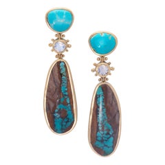Royston Turquoise and Moonstone Southwest Post Earrings