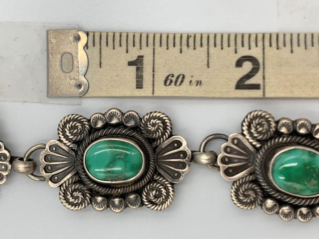 Türkis-Halskette aus Sterlingsilber von Navajo-Silberschmied Leon Martinez im Angebot 6