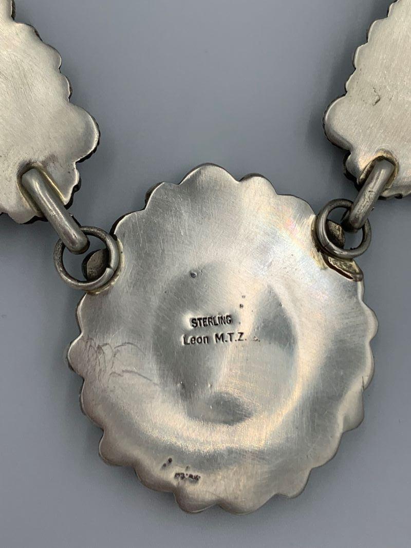 Türkis-Halskette aus Sterlingsilber von Navajo-Silberschmied Leon Martinez im Angebot 9