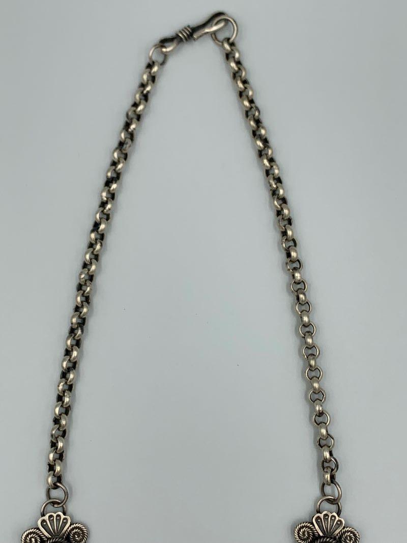 Türkis-Halskette aus Sterlingsilber von Navajo-Silberschmied Leon Martinez im Angebot 1