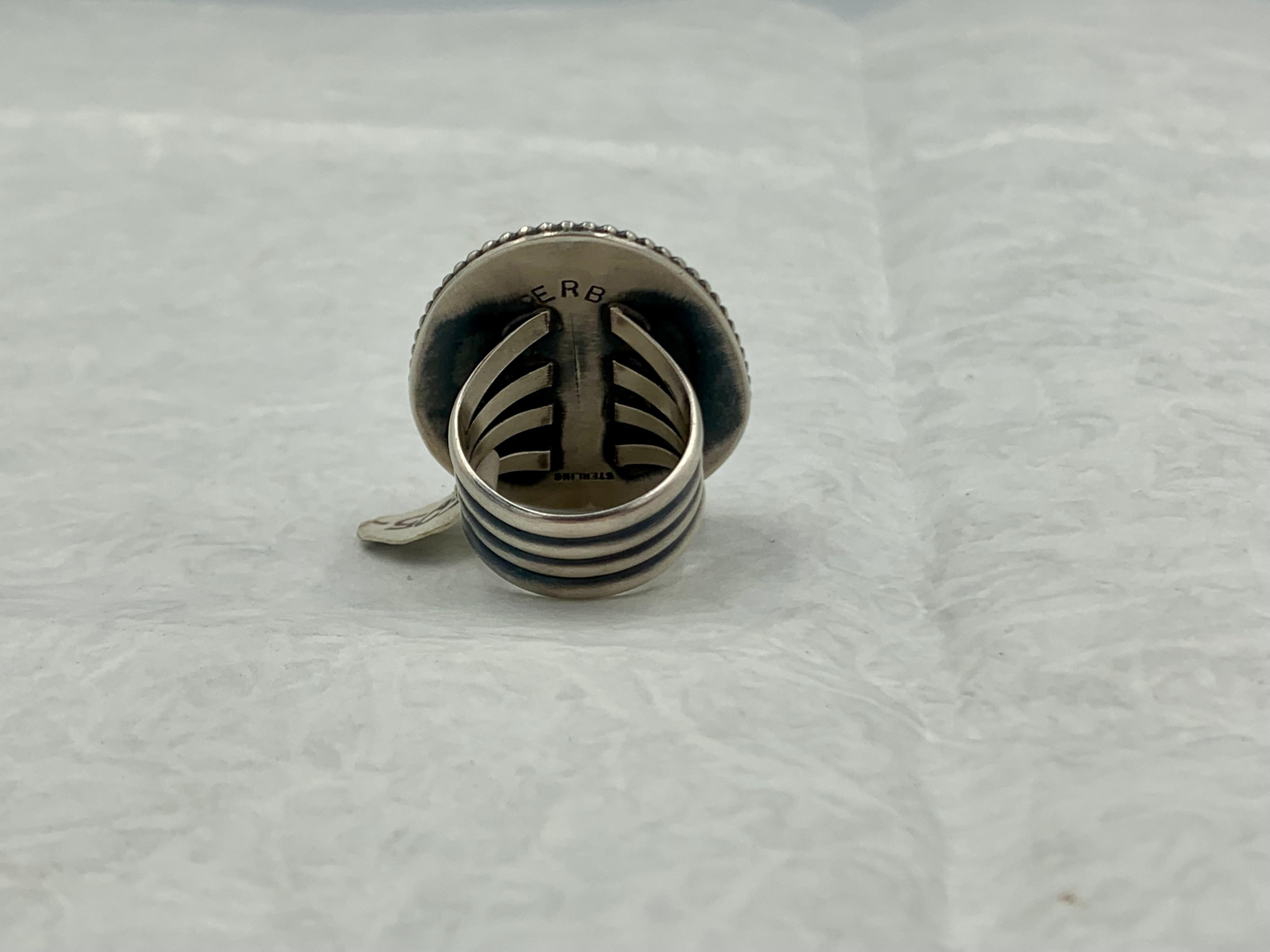 Türkisfarbener Royston-Ring aus Sterlingsilber des Navajo-Silberschmieds Ernest Begay im Angebot 3