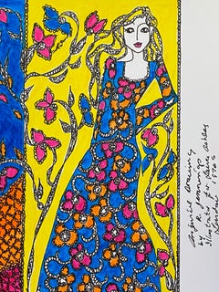 Original Fashion Design Illustration Watercolor Painting Laura Ashley Designer