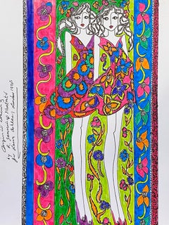 Original Original-Modedesign- Illustration, Aquarellmalerei Laura Ashley Designer