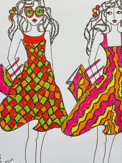 Original Fashion Design Illustration Watercolor Painting Laura Ashley Designer