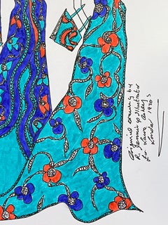Original Fashion Design Illustration Watercolor Painting Laura Ashley Designer